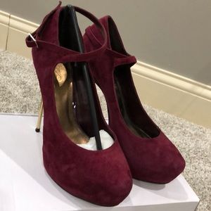 Aldo Burgundy suede round toe high heels